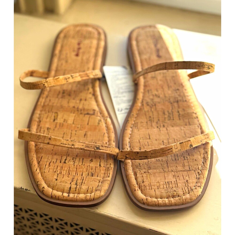 The Drop Women's Beige Strappy Flat Slide Slip On Sandals Synthetic US 12